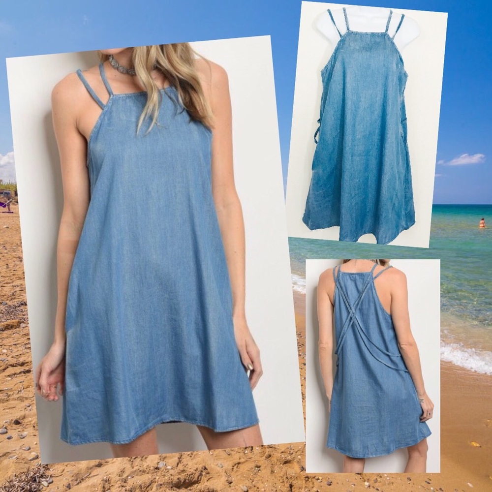 Blue Cotton Chambray Dress